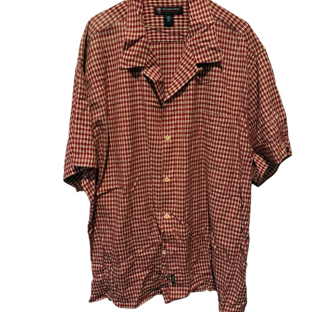 Polo Jeans Company Men's Red Plaid Button Down Shirt